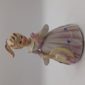 Vintage Porcelain Musical Girl in Big Pink Dress Schmid Brothers Made in Japan